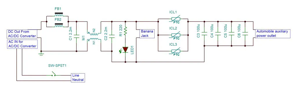 Circuit Diagram for DIY two-channel Power supply, 12V, 120W